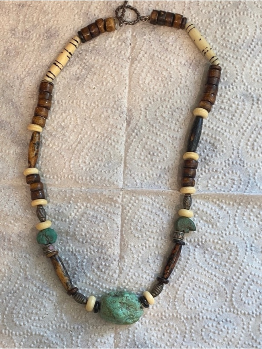 Turquoise and Brown Beaded Women’s Necklace - Natural Stone